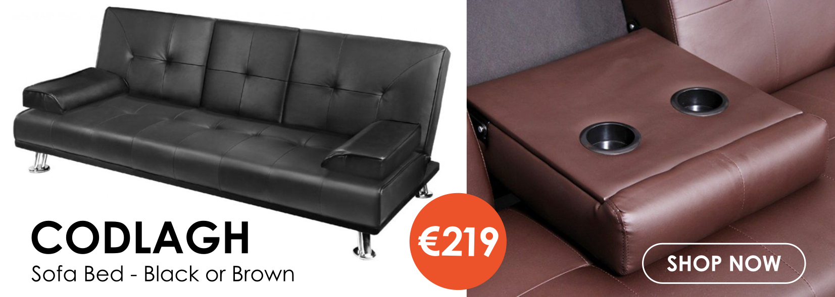 Codlagh Codlagh Faux Leather Sofa Bed in Black or Brown