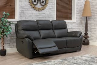 Pandora Half Leather Sofa 3 Seater - Dark Grey