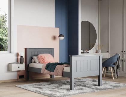 Cassie Wood Single Bed 3ft - Grey