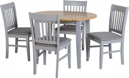 Oxford Extending Dining Set - Grey / Natural Oak
