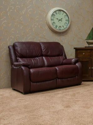 Parker Leather 2 Seater Sofa - Burgundy