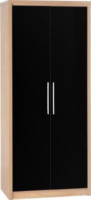 Seville 2 Door Wardrobe 0.76m - Black High Gloss
