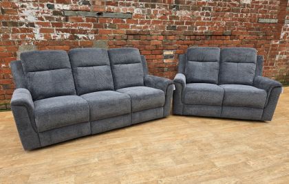 Bramwell Fabric Manual Recliner Suite 3+2 - Dark Grey