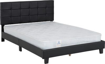 Arran Faux Leather Double Bed 4ft 6in - Black