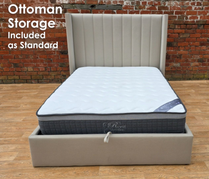 Baronet Plush Velvet Ottoman Bed - Beige