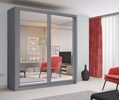 Boston 2 Door Sliding Wardrobe 2.03m - Grey