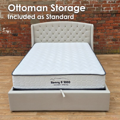 Buckingham Wing Back Storage Bed - Beige