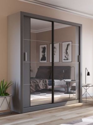Cuba 2 Door Sliding Wardrobe 1.8m - Grey Sliderobes