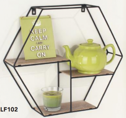 Hexagonal Display Shelf 480mm - Black