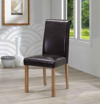 Jasper PU Solid Rubberwood Chair Brown (Sold in 2s)