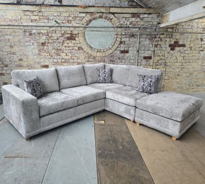 Deluxxey Fabric Sofa - Oslo Ice included footstool(2c-Elm-Stol)