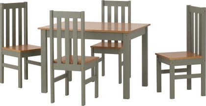 Ludlow Dining Set Green / Oak - 4 Chairs