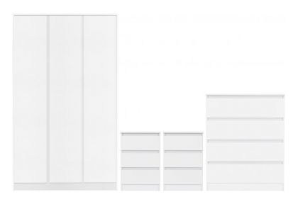 Malvern 3 Door Wardrobe Bedroom Set - White