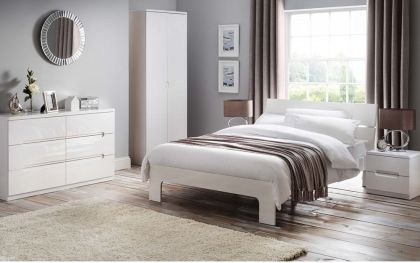Manhattan High Gloss Bed - White