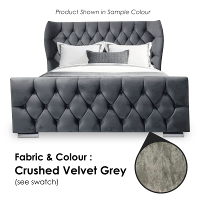 Oxford Wingback Crushed Velvet Grey