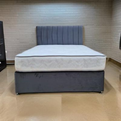 Dolce Divan Set (Divan Base + HeadBoard + Mattress) - Plush Grey