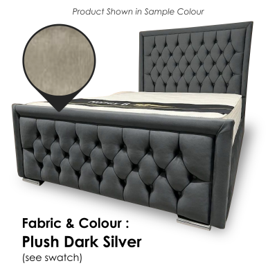 Vienna Plush Fabric Bed - Light Silver