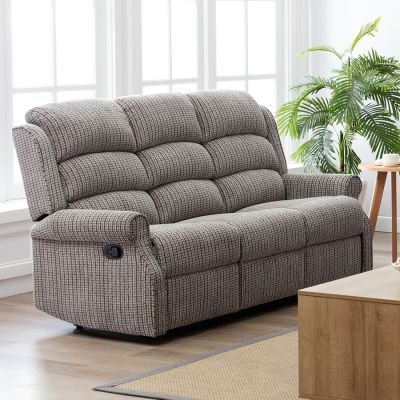Windsor Fabric Recliner 3 Sofa - Latte