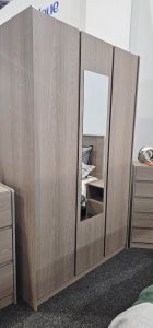 PARIS 3 DOOR MIRRORED WARDROBE 1.2m - SMOKED ASH EFFECT