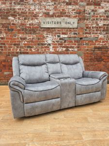 Mondeo Fabric Recliner 2 Seater with Console - Grey