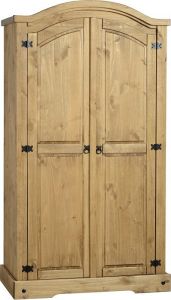 Corona 2 Door Wardrobe 1.04m - Distressed Waxed Pine