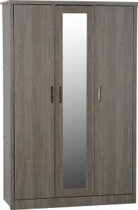 Lisbon 3 Door Wardrobe 1.2m - Black Wood Grain