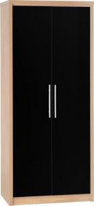 Seville 2 Door Wardrobe 0.76m - Black High Gloss
