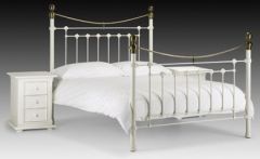 [OLD] Victoria King Size Bed 5ft - Stone White & Brass