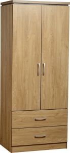Charles 2 Door 2 Drawer Wardrobe - Oak