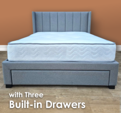 Coronado Fabric Bed with Drawers - Devon Heather