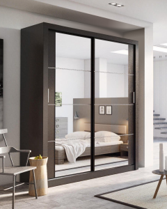 Cuba 2 Door Sliding Wardrobe 1.8m - Black Sliderobes