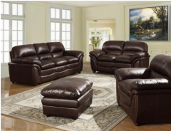 Fernando Sofa Full Bonded Leather Stool - Black