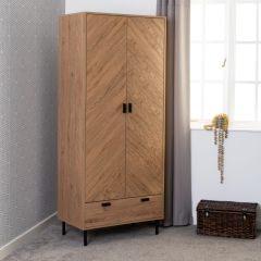 Leon 2 Door 1 Drawer Wardrobe 0.8m - Medium Oak Effect