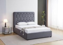 Madison Ottoman 4'6" Bed Grey Velvet Fabric