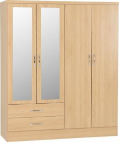 Nevada 4 Door 2 Drawer Wardrobe 1.5m - Sonoma Oak Effect