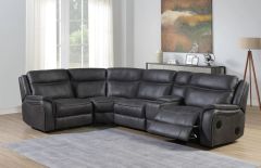 Fenix Technology Sectional Suite - Grey w/ 2 Cooler Cupholders, Wireless Charger, Speakers & Drawer (Rec-Cor-Elm-Con-Rec)
