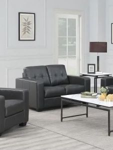 Rose Leather 2 Seater Sofa - Black