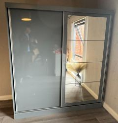 Nevada 2 Door Sliding Wardrobe 1.79m - Grey Gloss Sliderobes